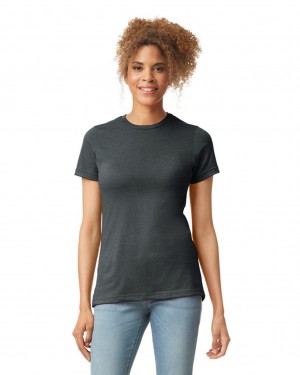 Women's Gildan 67000L CVC T-Shirts Gunmetal | VMKF54862