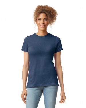 Women's Gildan 67000L CVC T-Shirts Navy Mist | NWCJ81476