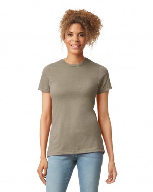 Women's Gildan 67000L CVC T-Shirts Slate | RLBY20197