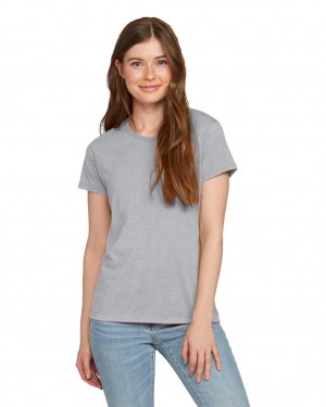 Women's Gildan 880 T-Shirts Heather Grey | YRWX89051