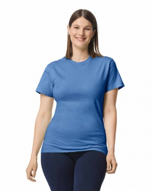 Women's Gildan H000 T-Shirts Flo Blue | PBJY04253