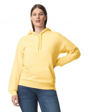 Women's Gildan SF500 Midweight Fleece Hoodie Yellow Haze | GNER21543