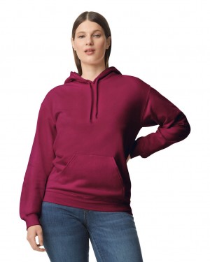 Women's Gildan SF500 Midweight Fleece Hoodie Maroon | RCVN50318