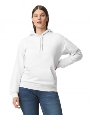 Women's Gildan SF500 Midweight Fleece Hoodie White | FGBK69570