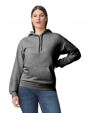 Women's Gildan SF500 Midweight Fleece Hoodie Charcoal | IVUA14389