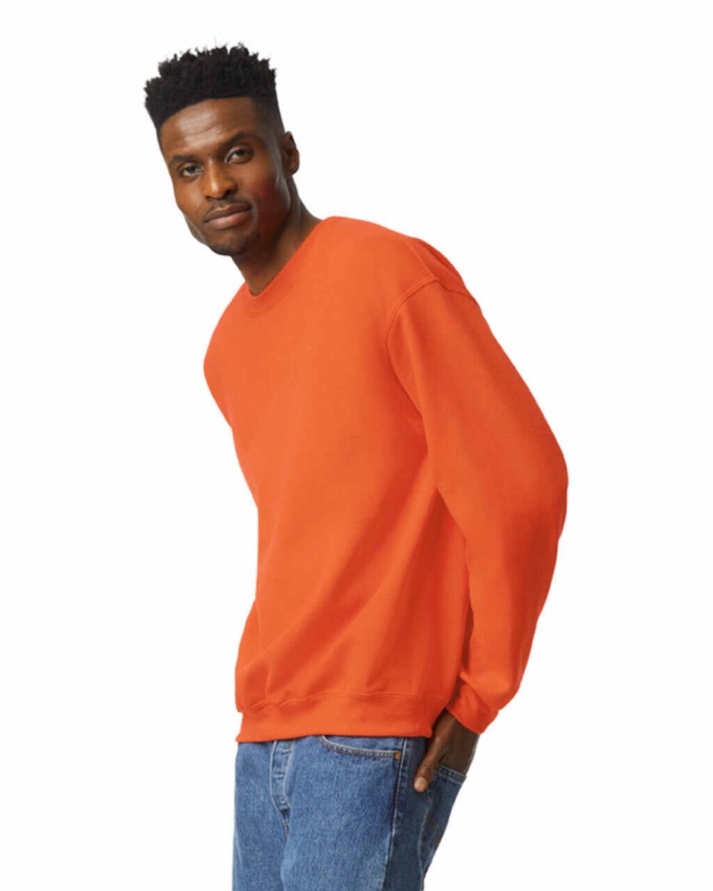 Men's Gildan 18000 Crewneck Sweatshirt Orange | STFL26043