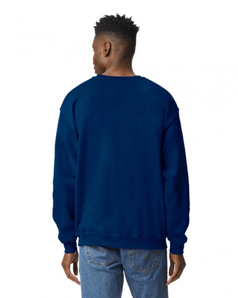 Men's Gildan 18000 Crewneck Sweatshirt Navy | YZPD82734