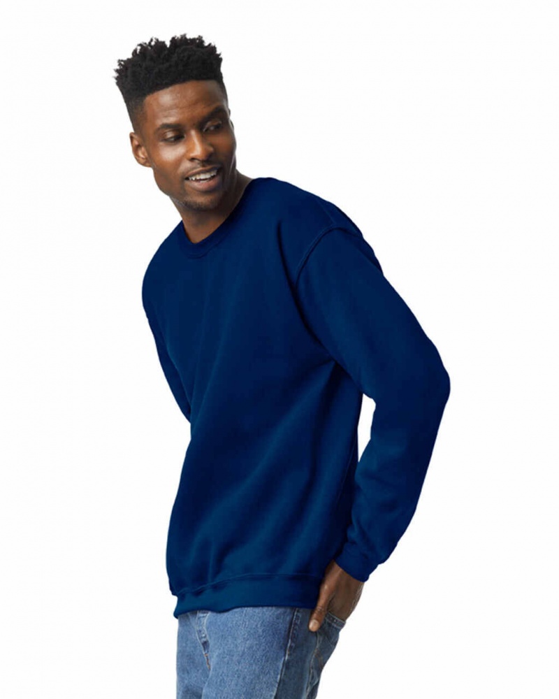 Men's Gildan 18000 Crewneck Sweatshirt Navy | YZPD82734