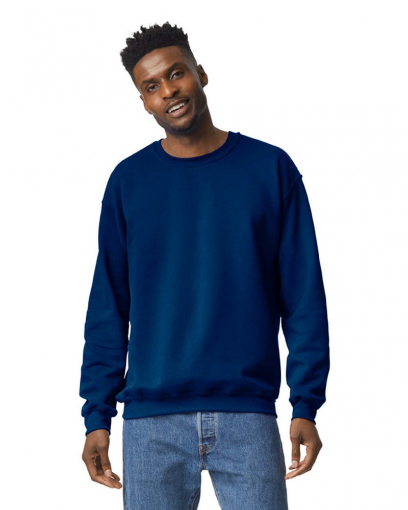 Men\'s Gildan 18000 Crewneck Sweatshirt Navy | YZPD82734