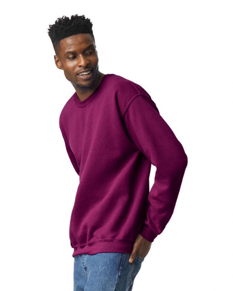 Men's Gildan 18000 Crewneck Sweatshirt Maroon | SBNR59713