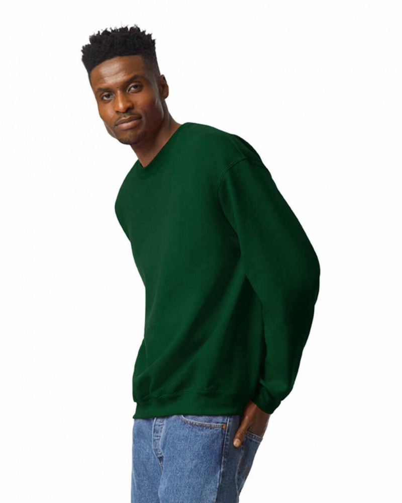 Men's Gildan 18000 Crewneck Sweatshirt Forest Green | SREC29148