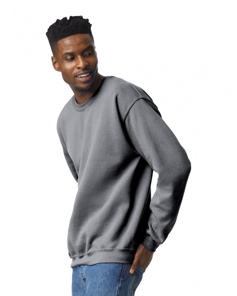 Men's Gildan 18000 Crewneck Sweatshirt Graphite Heather | AVIP61045