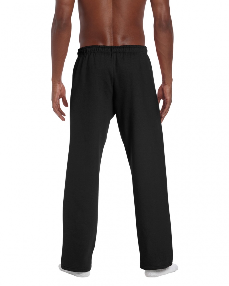 Men's Gildan 18400 Open Bottom Sweatpants Black | GBMD49285