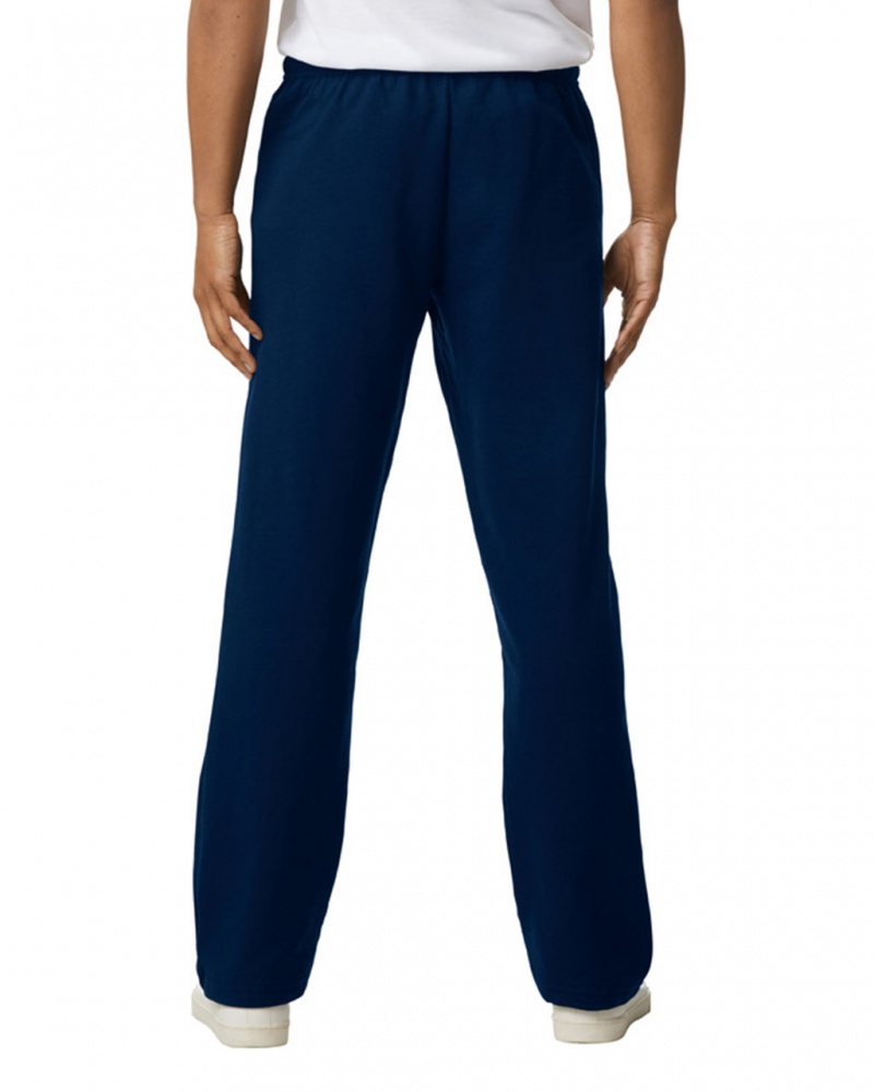 Men's Gildan 18400 Open Bottom Sweatpants Navy | UWOY98760