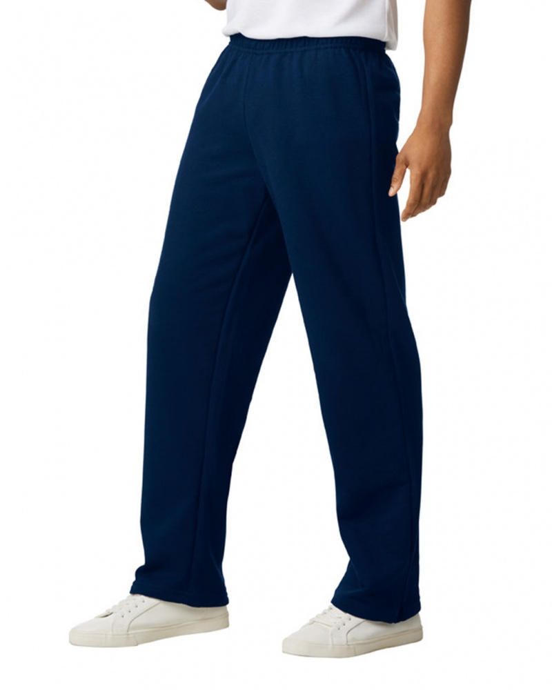 Men's Gildan 18400 Open Bottom Sweatpants Navy | UWOY98760