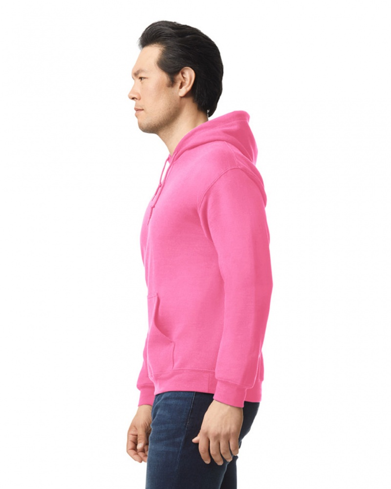 Men's Gildan 18500 Hoodie Safety Pink | BVUA51639