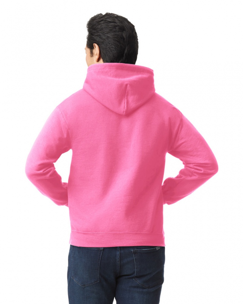 Men's Gildan 18500 Hoodie Safety Pink | BVUA51639