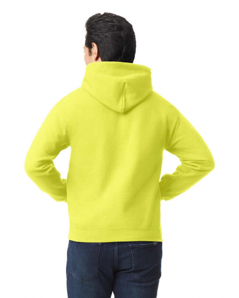 Men's Gildan 18500 Hoodie Sweatshirt Safety Green | IGKS73294