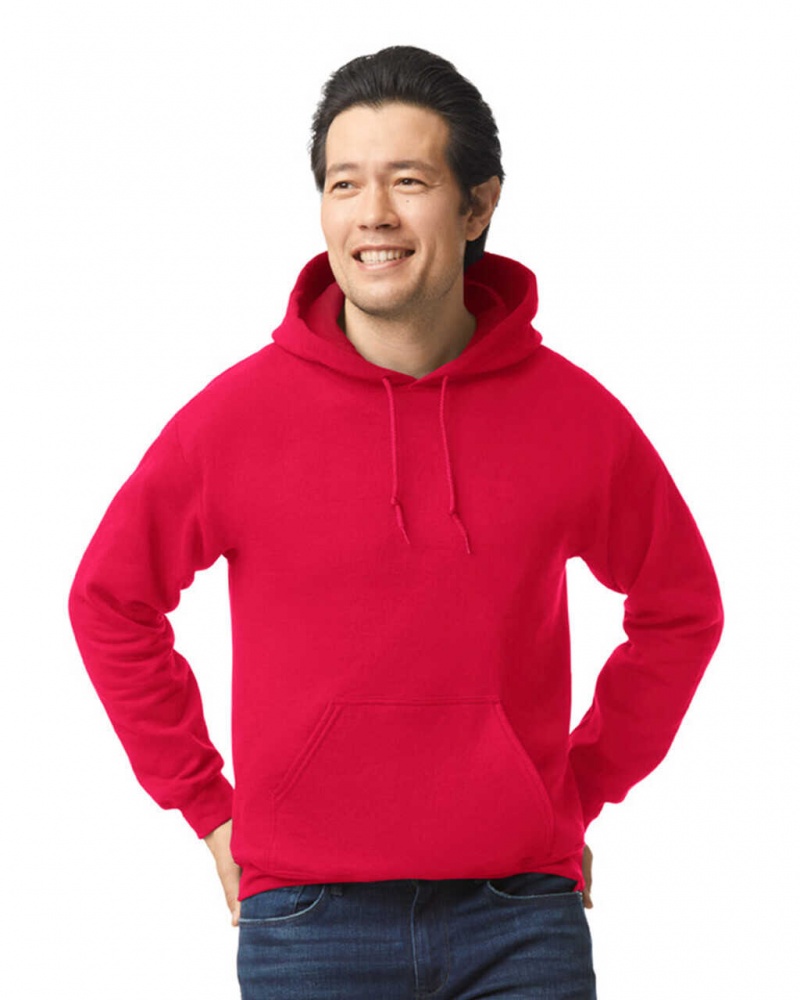 Men\'s Gildan 18500 Hoodie Sweatshirt Red | SWGY21709