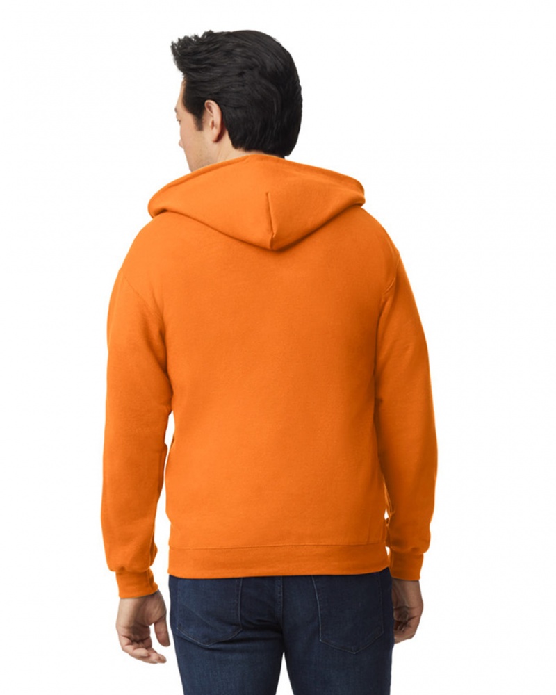 Men's Gildan 18600 Full Zip Hoodie Sweatshirt S Orange | VYLB72904