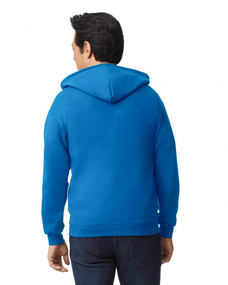 Men's Gildan 18600 Full Zip Hoodie Sweatshirt Royal | JEZV64012