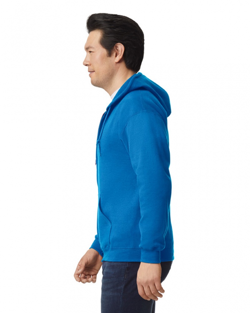 Men's Gildan 18600 Full Zip Hoodie Sweatshirt Royal | JEZV64012