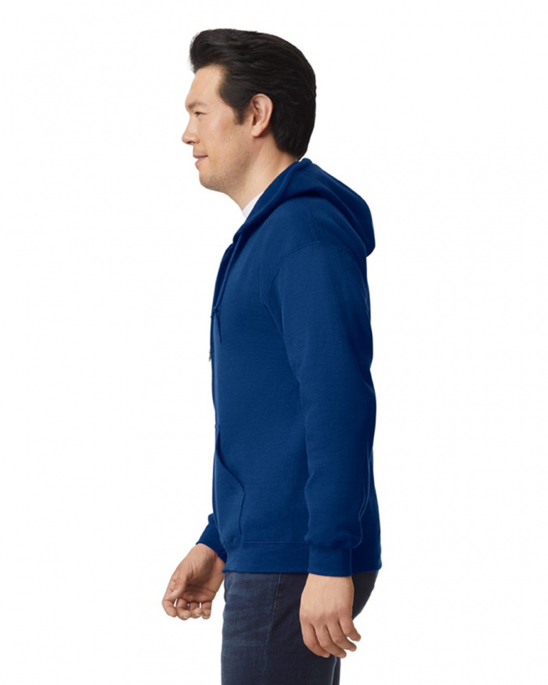 Men's Gildan 18600 Full Zip Hoodie Navy | TBNO67482