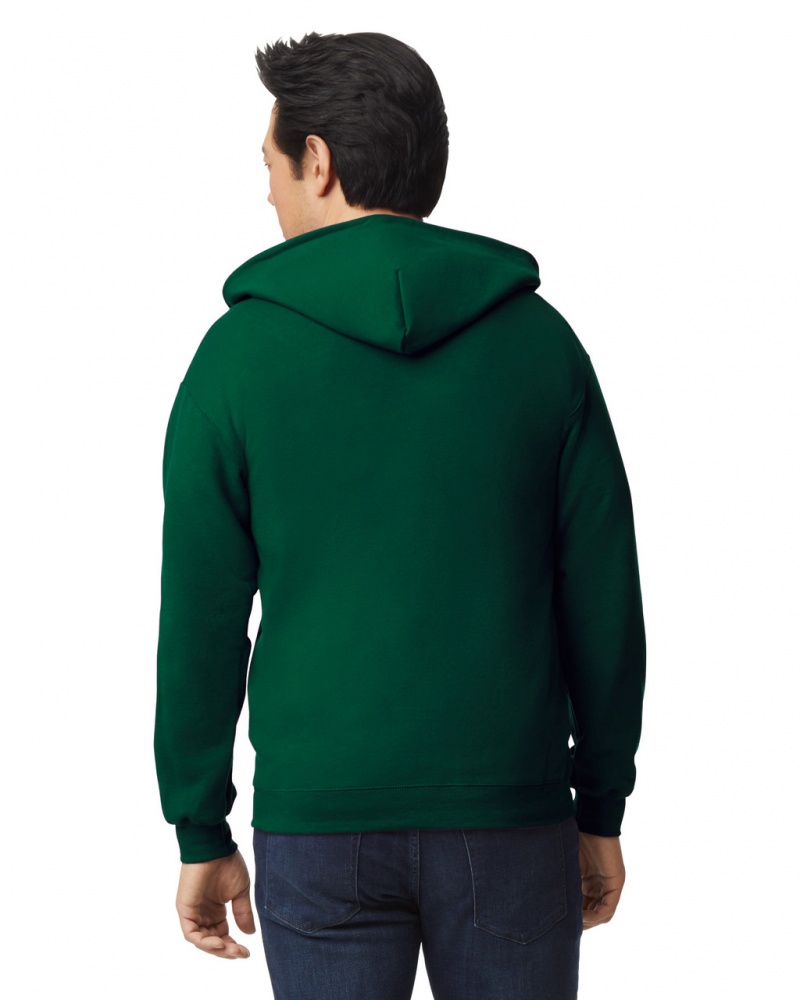 Men's Gildan 18600 Full Zip Hoodie Forest Green | IRNZ35907