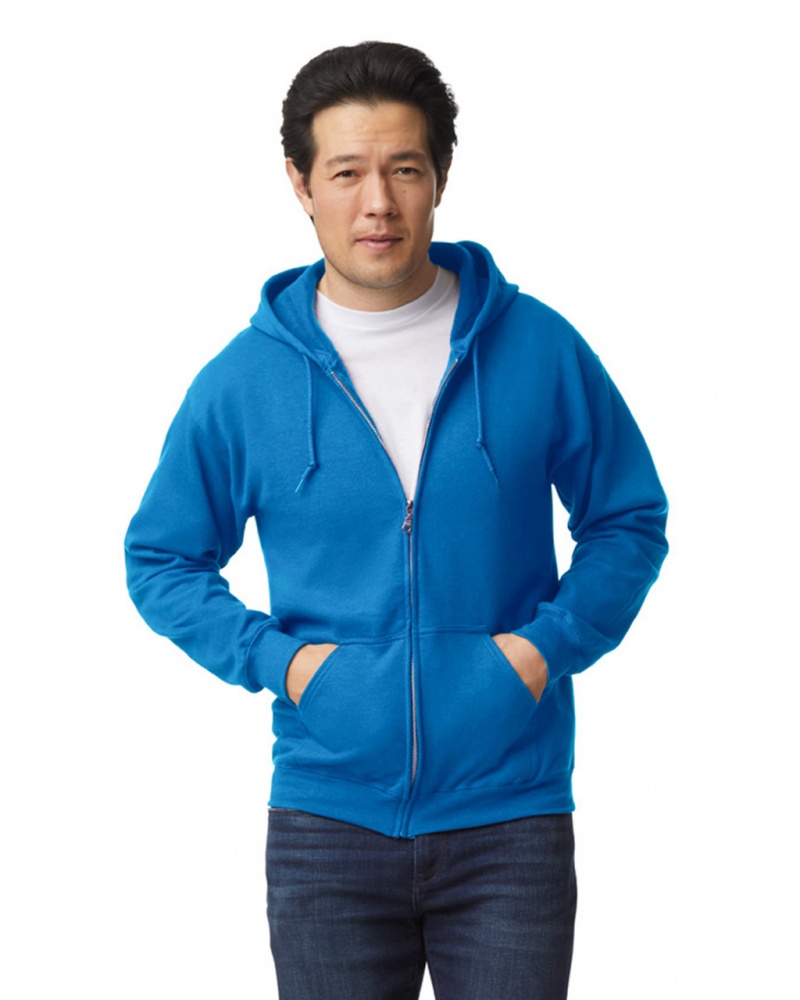 Men\'s Gildan 18600 Full Zip Hoodie Royal | EUMR67054