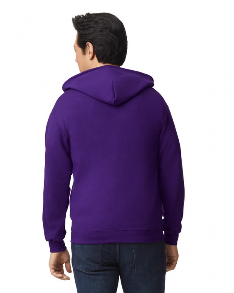 Men's Gildan 18600 Full Zip Hoodie Purple | RXLB18347