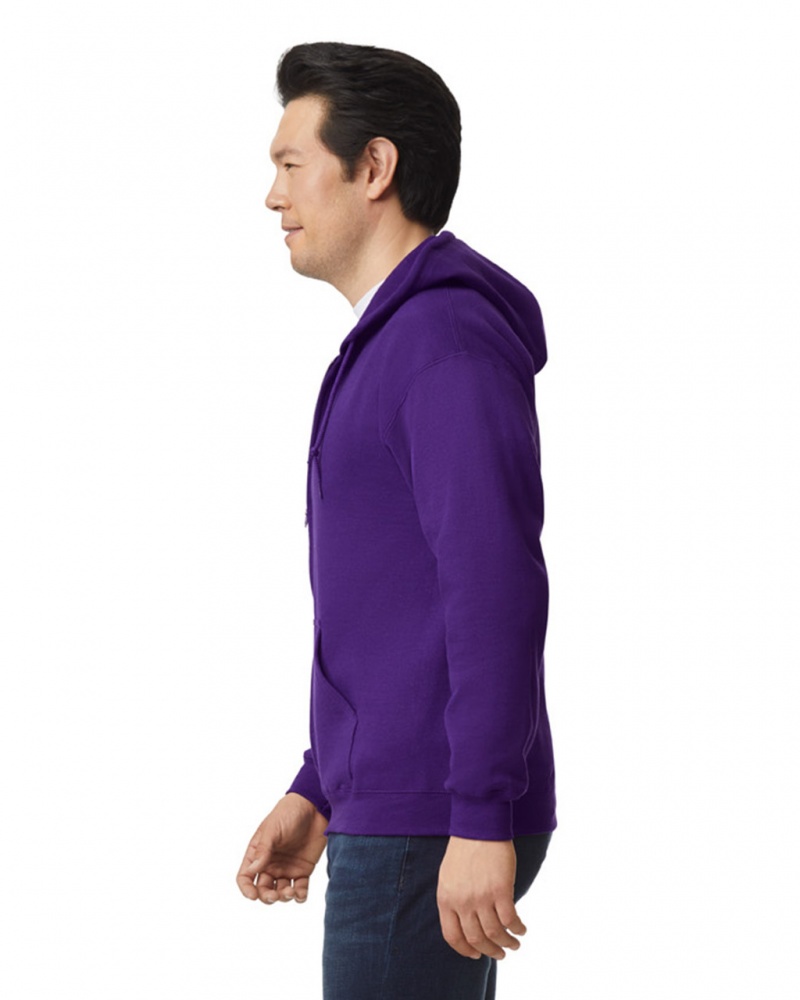 Men's Gildan 18600 Full Zip Hoodie Purple | RXLB18347