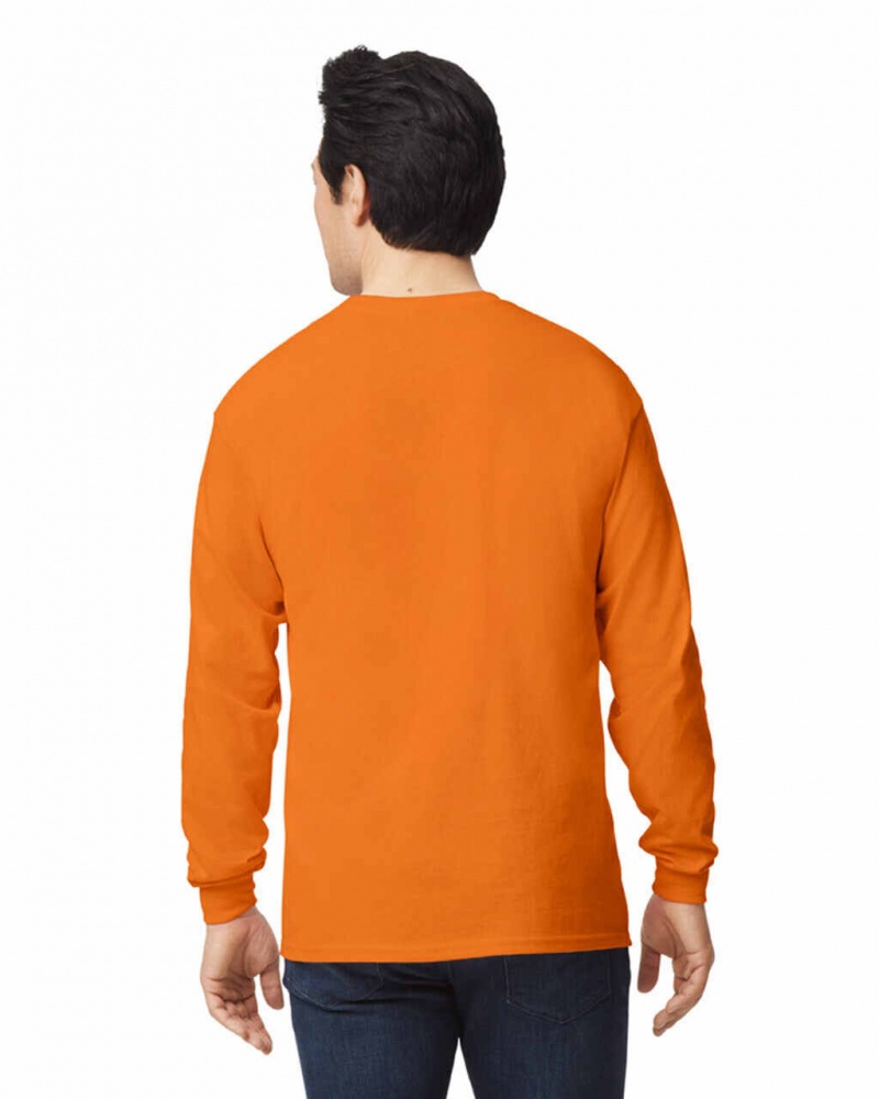 Men's Gildan 2400 Long Sleeve T-Shirts S Orange | TREZ20639