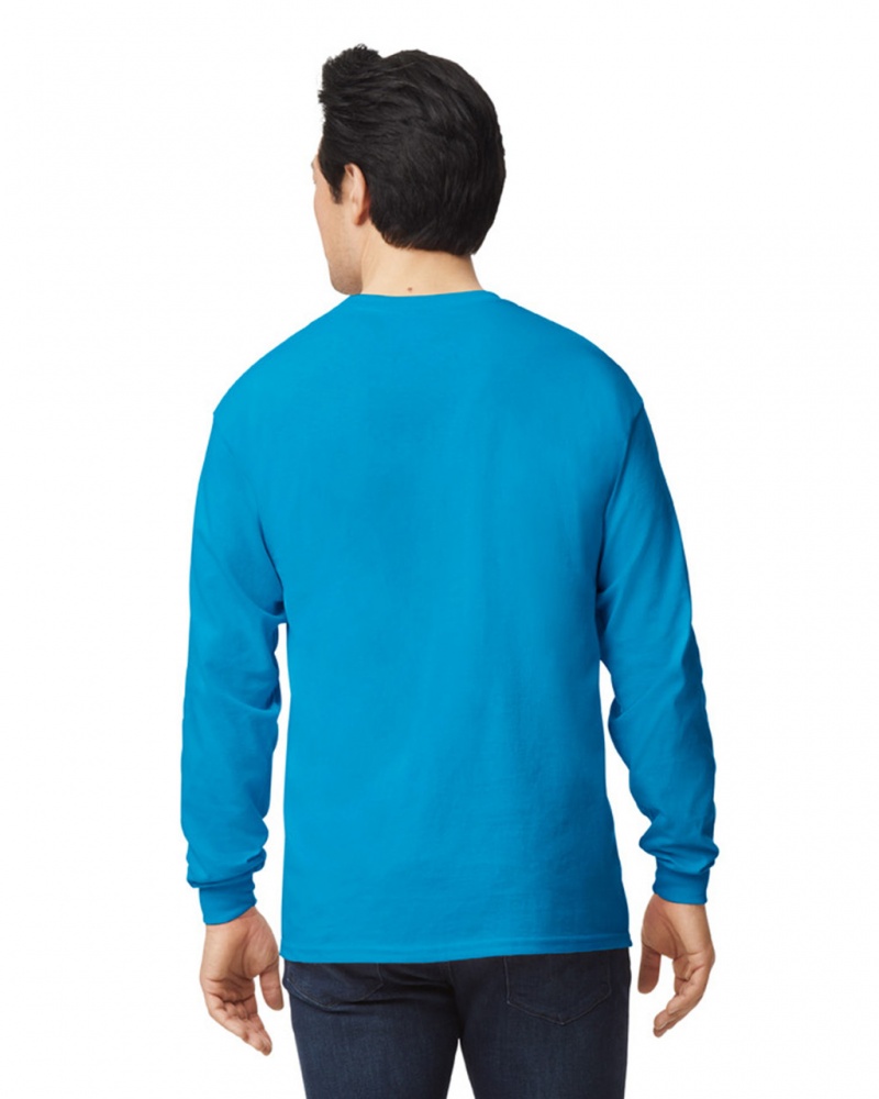 Men's Gildan 2400 Long Sleeve T-Shirts Sapphire | SQKC42739