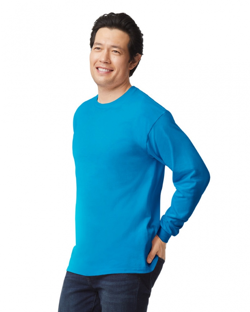 Men's Gildan 2400 Long Sleeve T-Shirts Sapphire | SQKC42739