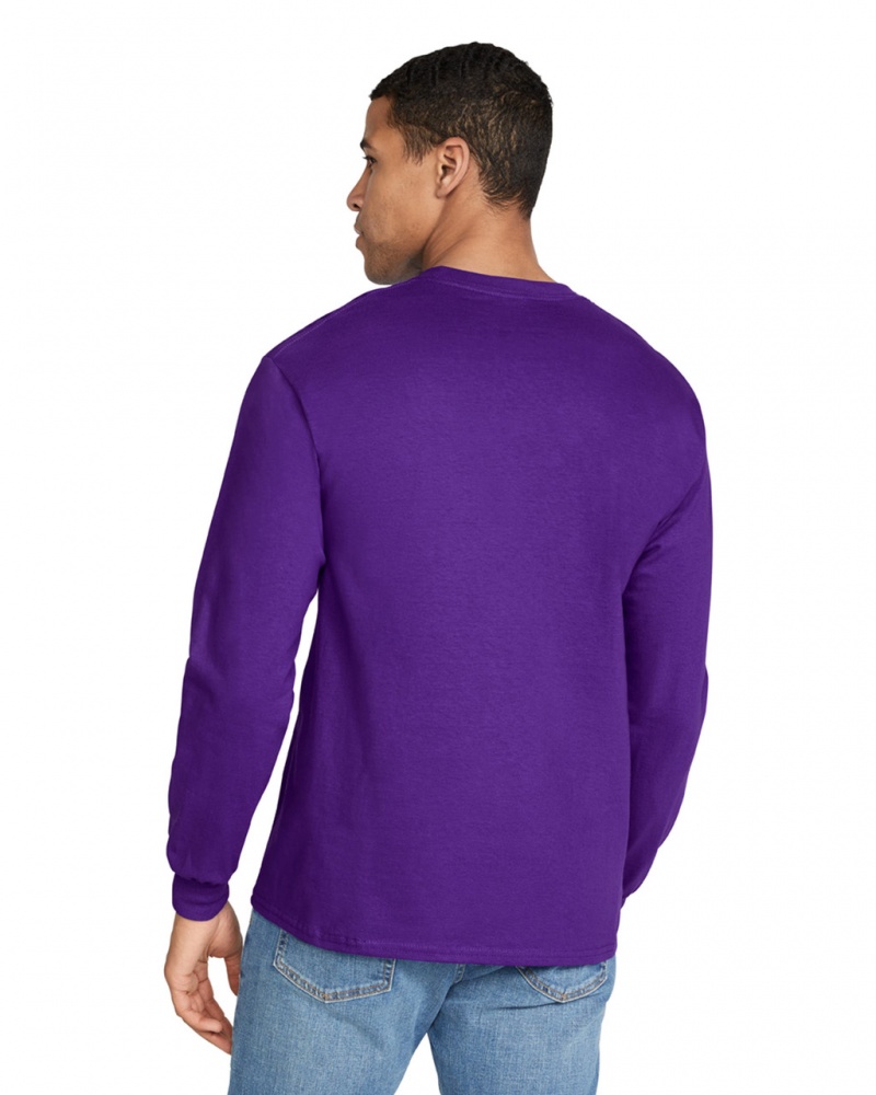 Men's Gildan 2400 Long Sleeve T-Shirts Purple | KQBL72465