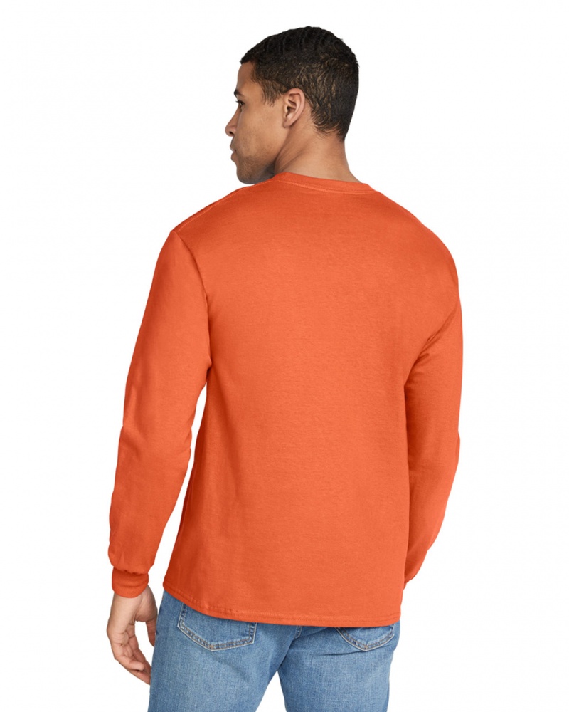 Men's Gildan 2400 Long Sleeve T-Shirts Orange | GQJT58329