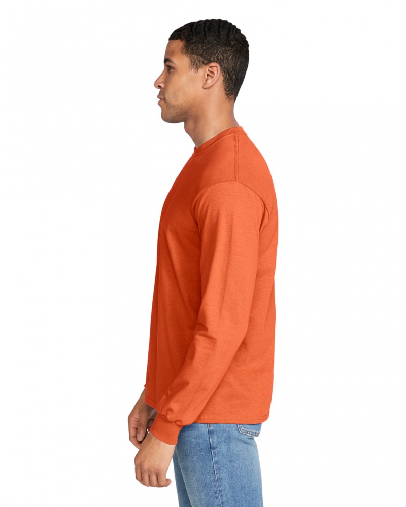 Men's Gildan 2400 Long Sleeve T-Shirts Orange | GQJT58329