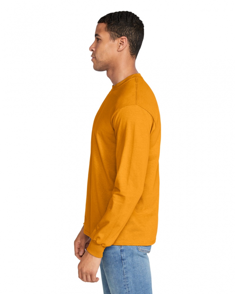 Men's Gildan 2400 Long Sleeve T-Shirts Gold | HIMC01527