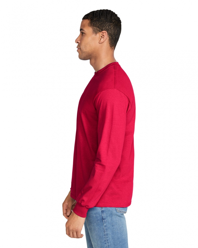 Men's Gildan 2400 Long Sleeve T-Shirts Red | SFRK25613