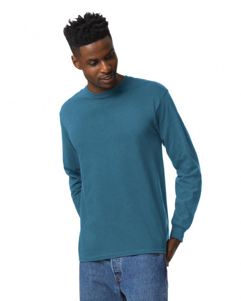 Men\'s Gildan 2400 Long Sleeve T-Shirts Indigo Blue | JIEP26501