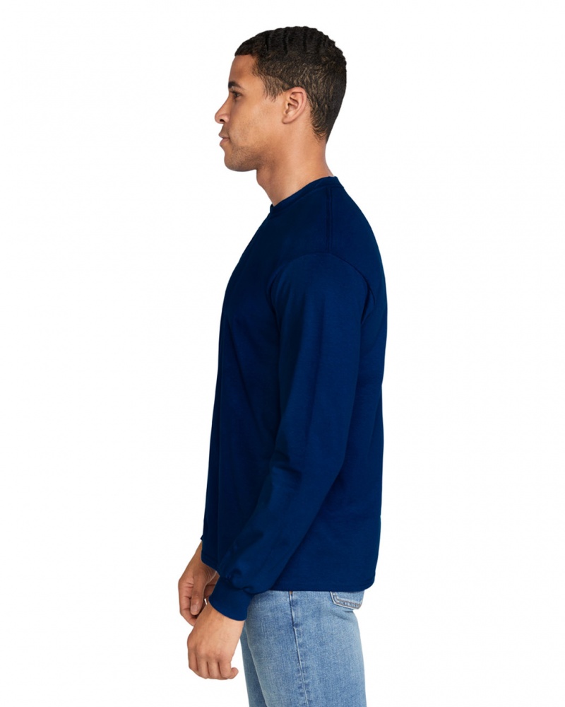 Men's Gildan 2400 Long Sleeve T-Shirts Navy | PDSZ50972