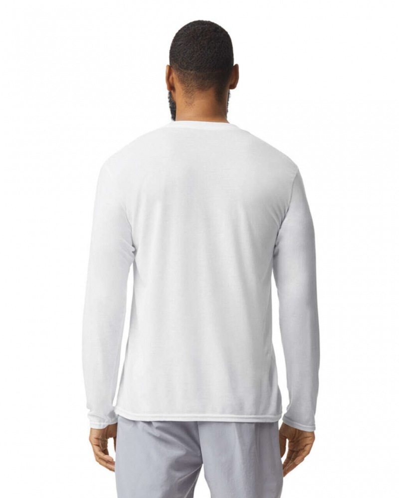 Men's Gildan 42400 Long Sleeve T-Shirts White | QECG90465