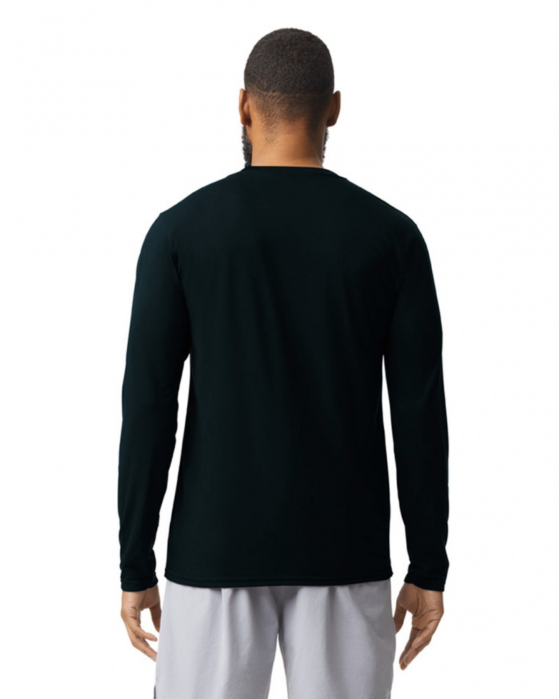 Men's Gildan 42400 Long Sleeve T-Shirts Black | LAUE32198