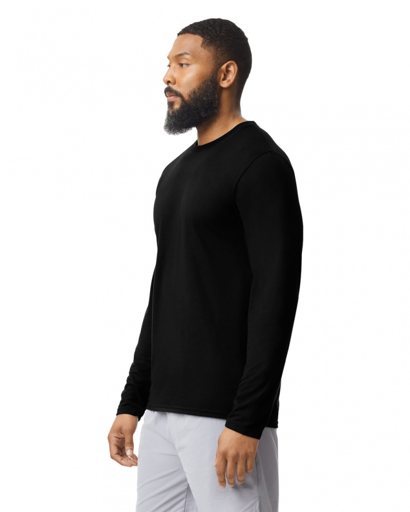 Men's Gildan 42400 Long Sleeve T-Shirts Black | LAUE32198