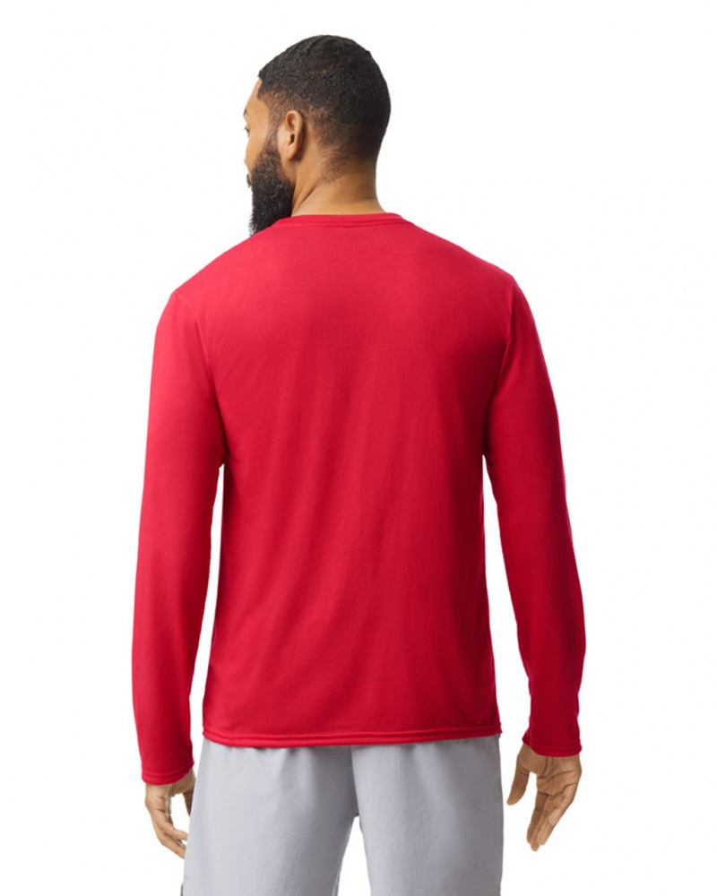 Men's Gildan 42400 Long Sleeve T-Shirts Red | GSRA02471