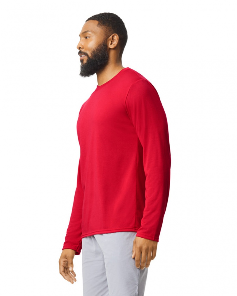 Men's Gildan 42400 Long Sleeve T-Shirts Red | GSRA02471