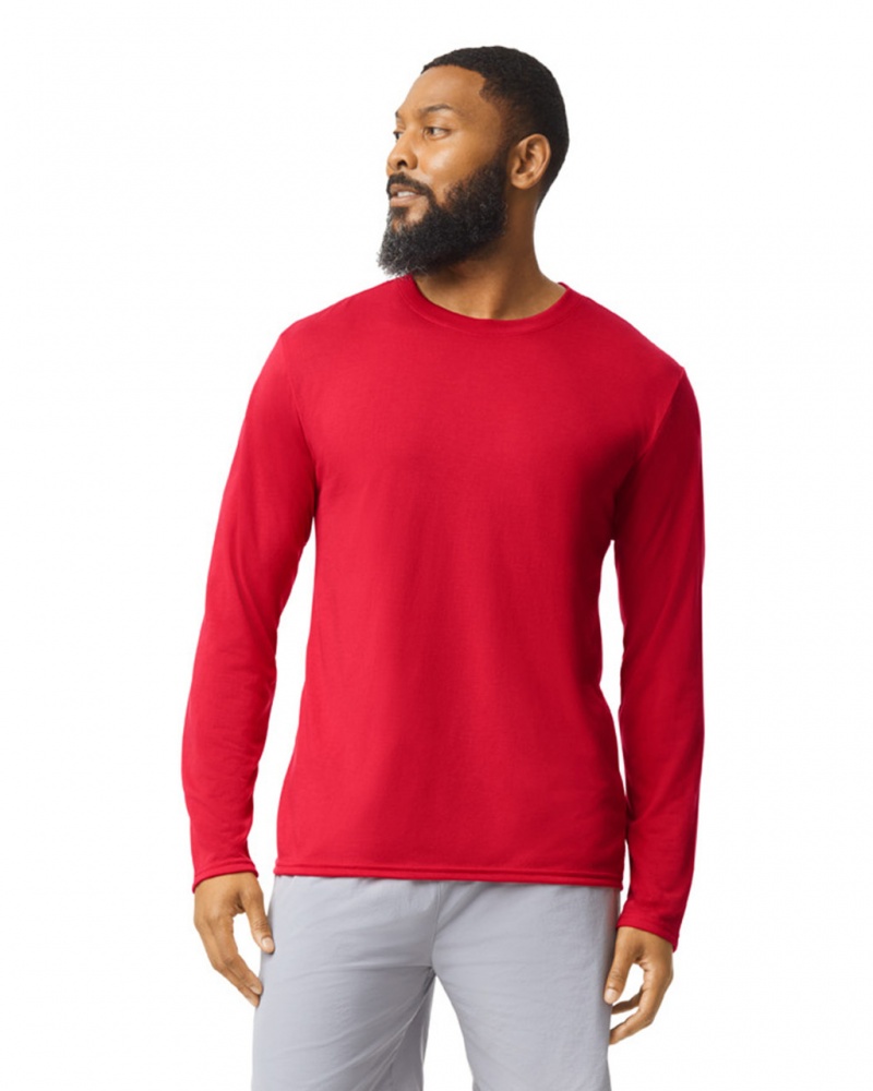 Men\'s Gildan 42400 Long Sleeve T-Shirts Red | GSRA02471