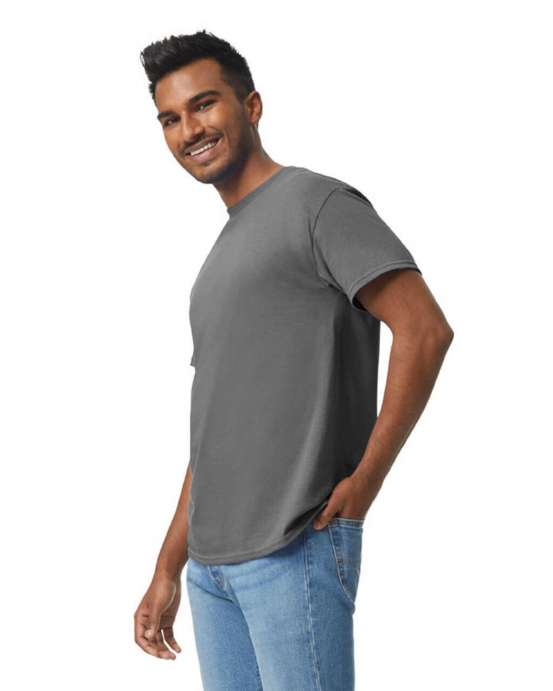 Men's Gildan 5000 T-Shirts Charcoal | ZCYW32654