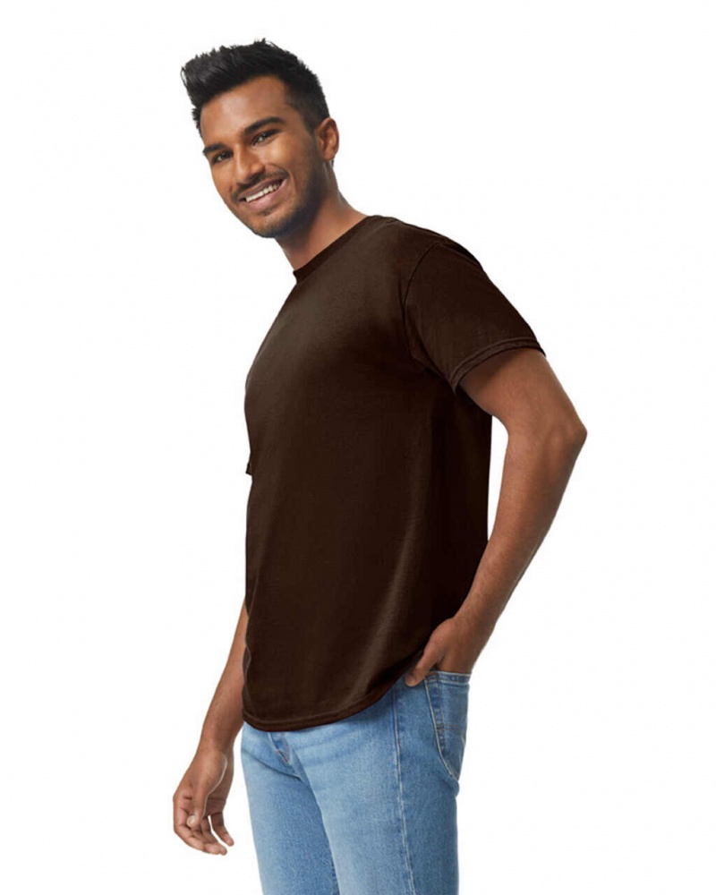 Men's Gildan 5000 T-Shirts Dark Chocolate | OZQY09483