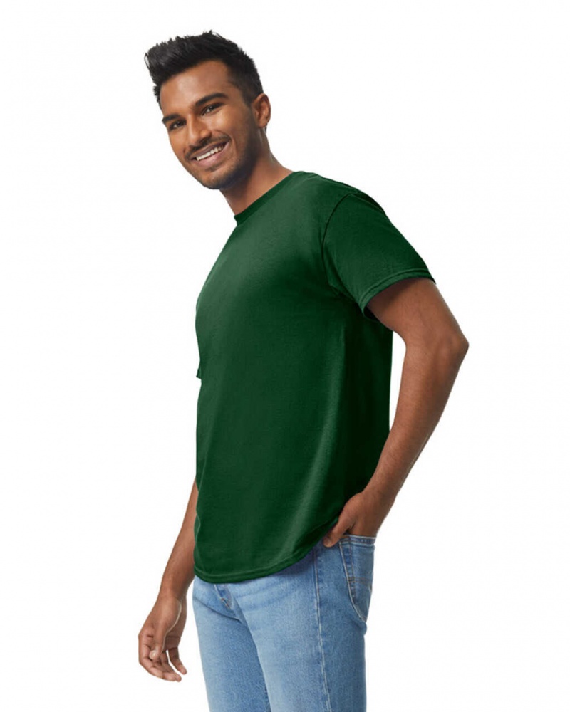 Men's Gildan 5000 T-Shirts Forest Green | HYWU50274